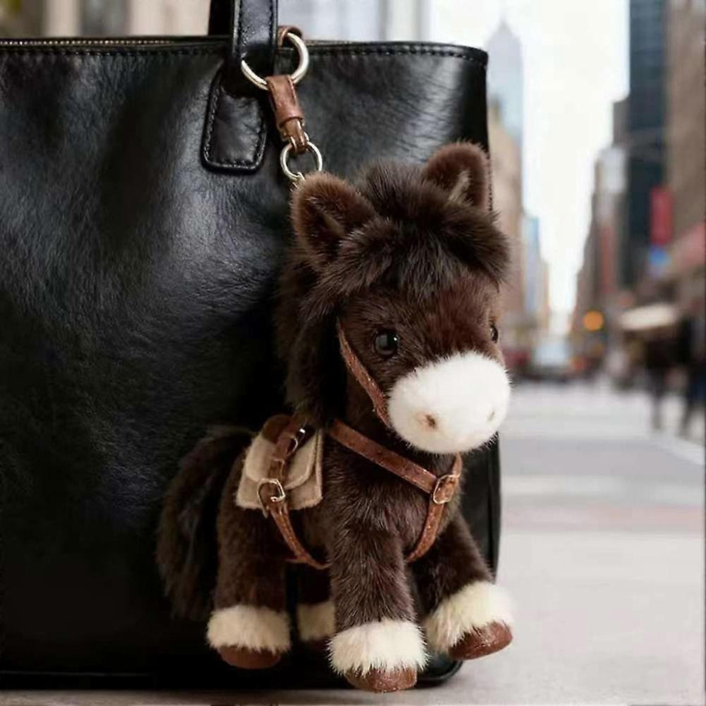 Cute Plush Horse Keychain Soft Stuffed Animal Bag Charm Cartoon Pendant Accessory for Backpack Purse, Pony Key Ring