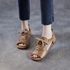 Fashion GKTINOO Genuine Leather Sandals Women 2025 Summer Open Toe Flat Shoes Handmade Retro Lace-Up Comfort Soft Casual Roman Sandals