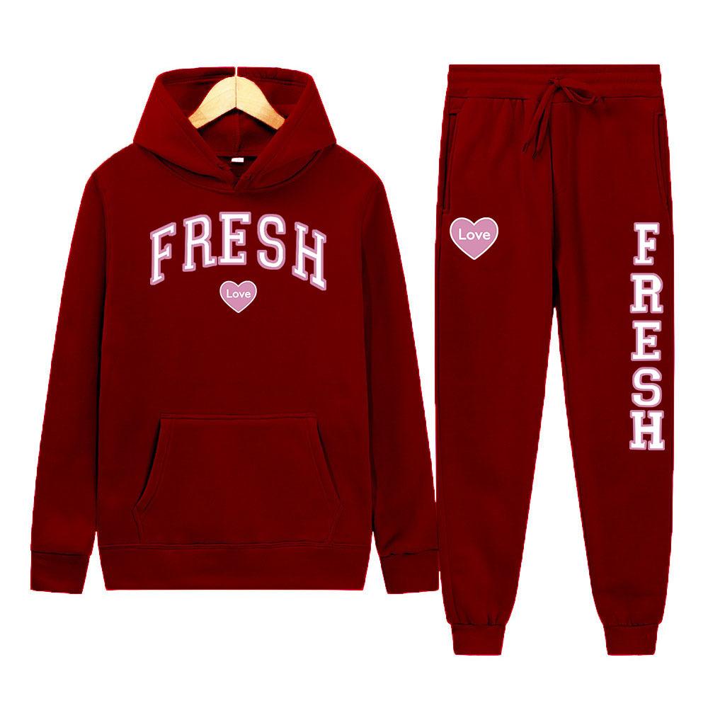 Svěží potisk Dámská tepláková souprava 2dílná sada Mikina s kapucí + Kalhoty se stahovací šňůrkou Mikiny Běžecké sportovní oblečení Dámský podzimní sport