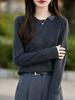 Small Lapel Fine Wool Knitted Pullover Sweater for Women - 2025 Autumn/Winter Collection, Solid Color, Loose Fit, Base Layer
