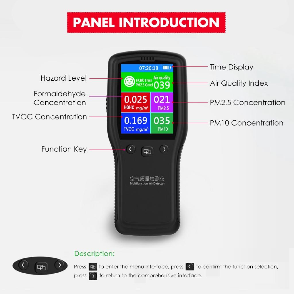 Portable Mini Air Detector Air Quality Monitor Digital Tester Appliance For Monitor Formaldehyde TVOC HCHO Gas Analyzer 5V