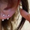 2 Pares de Pendientes Pequeños Minimalistas Colgantes Traseros con Diamantes, Con Un Temperamento Tachonado de Diamantes. Dos Pares de Pendientes Súper de Hada Para Llevar