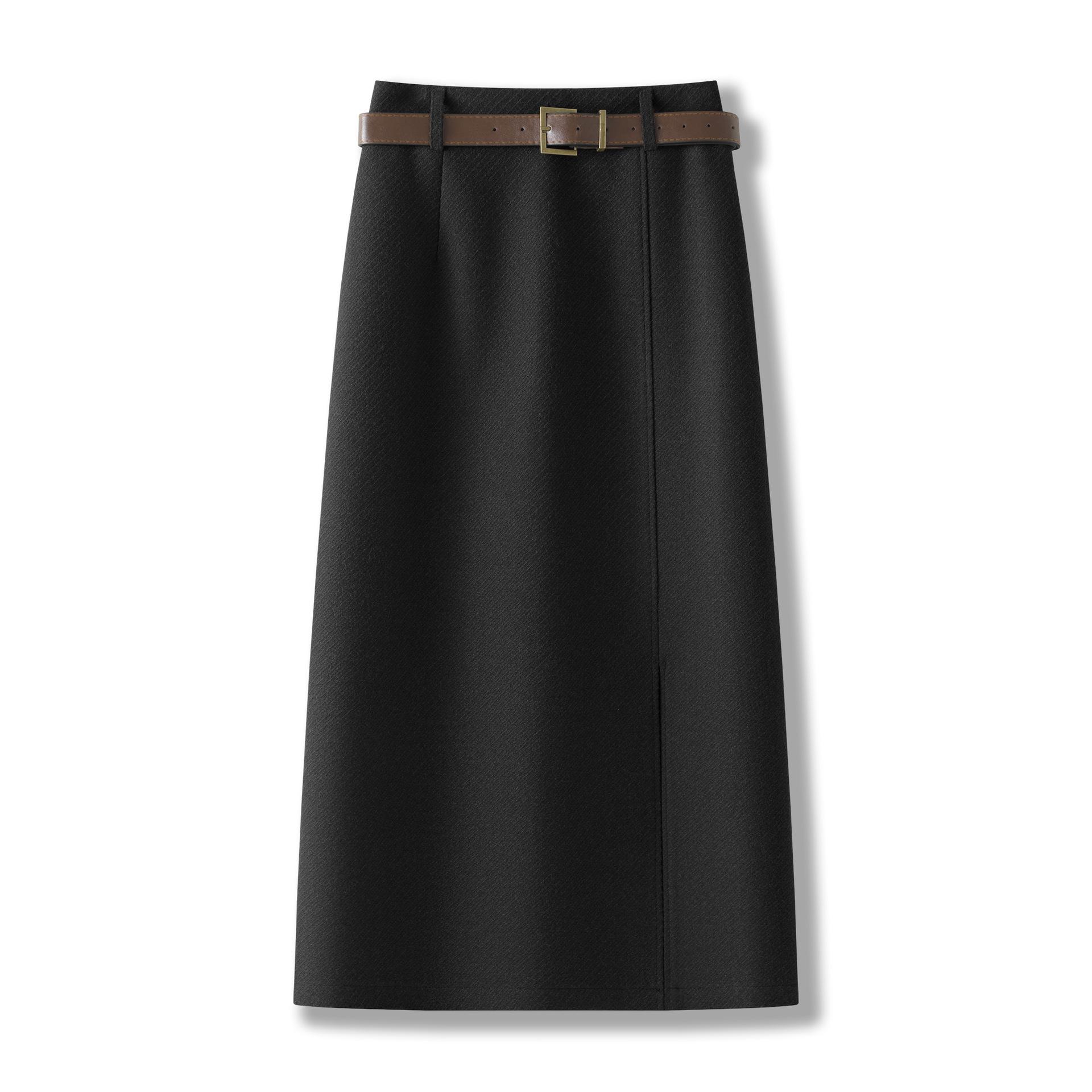 

Women s Gray Wool A-line Slit Skirt: Elegant Hip-Hugging Style for Autumn/Winter 2025 29/XL [115-125 Jin] чёрный