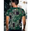 Kreatywny męski T-shirt z nadrukiem płytki drukowanej 3D Wzór integracji chipów elektronicznych Swobodny top z krótkim rękawem i okrągłym dekoltem Graficzny T-shirt naukowy Geek