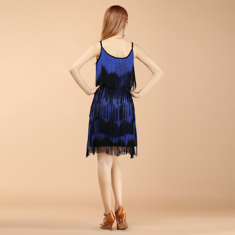 Latin Dance Costume, Female Adult Autumn Performance Costume Competition Tassel Latin Dance Dress Beautiful and Generous Dress