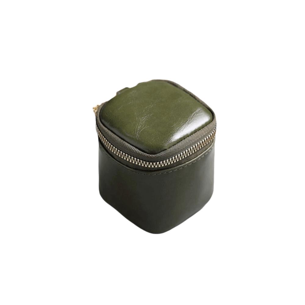 

Lipstick Storage Zipper Wallet Leather Cosmetic Bag Small Square Coin Purse Travel зелёный