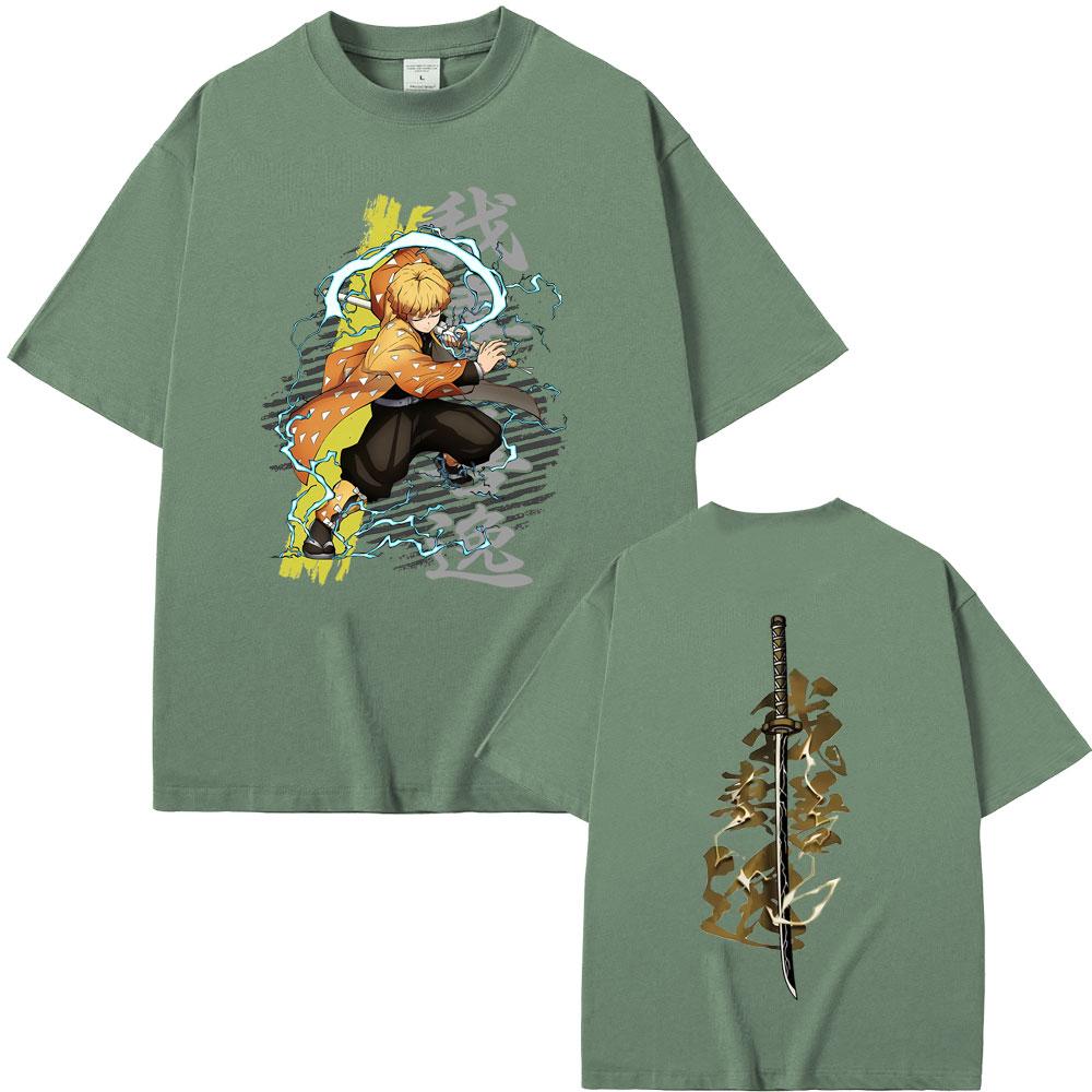 

Anime Demon Slayer Agatsuma Zenitsu Double Sided Print T Shirts Summer Unisex Unisex Cartoon Fashion Oversized Short Sleeve T-shirt 3XL