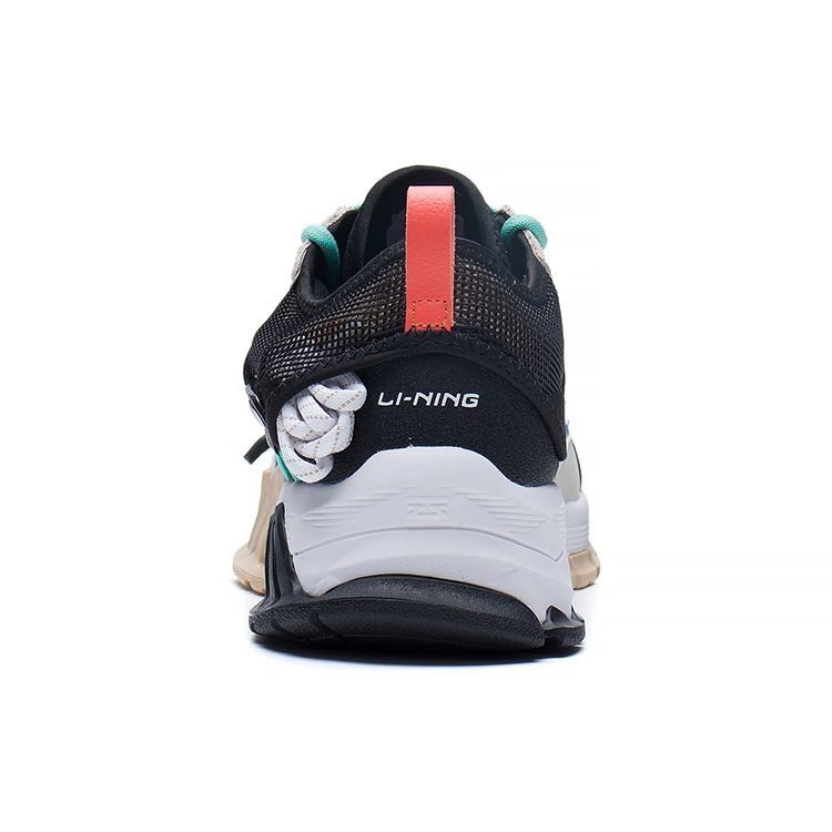 Li Ning Outdoor Shock Absorbing Durable Low Top Running Shoes Men Sneakers Black White ARDS001-4