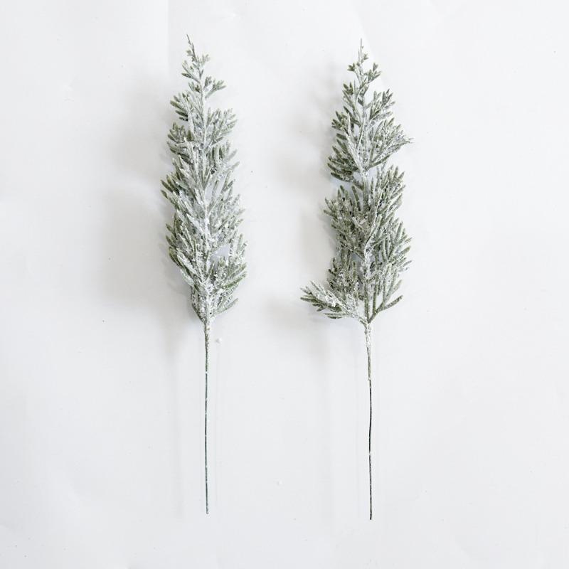 Simulación Artificial de Hojas de Plantas Verdes, Copos de Nieve, Arreglo de Hojas Individuales de Pino y Ciprés, Decoración de Arreglo Floral Navideño