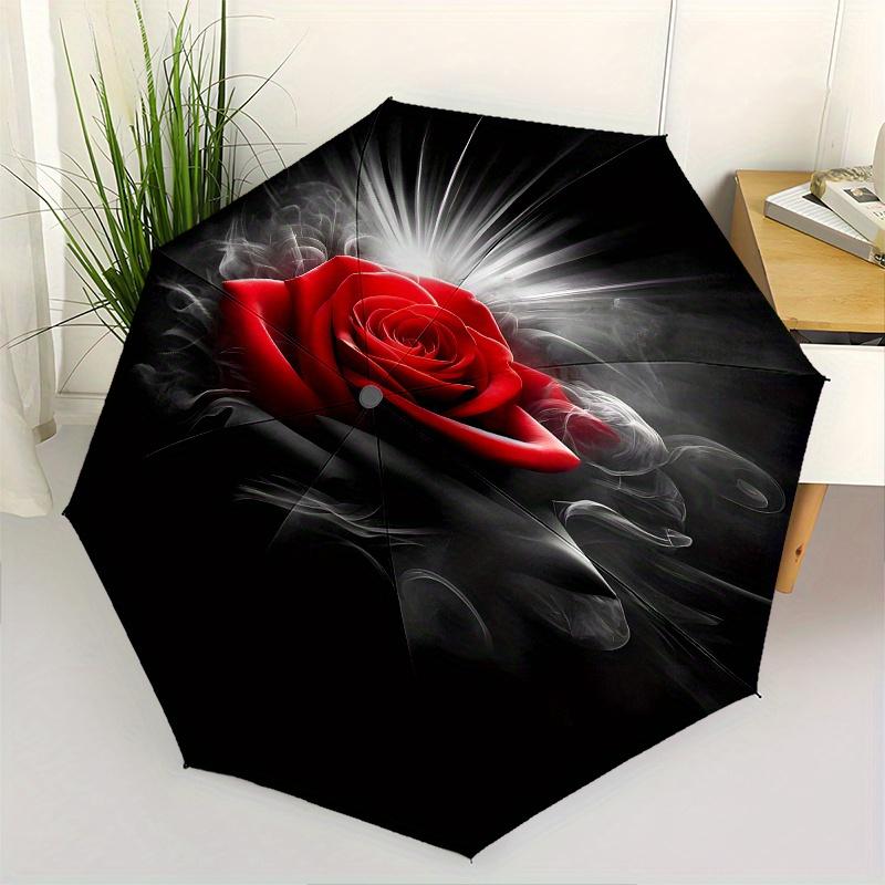 

Rose, Automatic Folding Umbrella 8 Ribs Lightweight Design, Durable Iron Frame, Compact and Portable, Ideal Birthday or Christmas Gift, Bu
