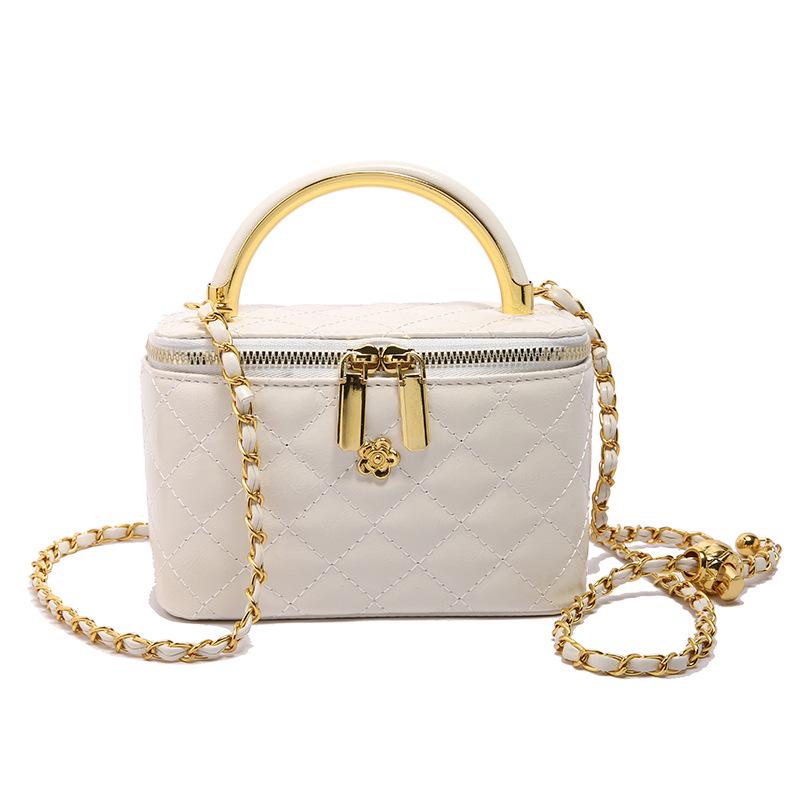 Argyle Chain Box Bag: Women's Stylish Korean Shoulder & Crossbody Handbag
