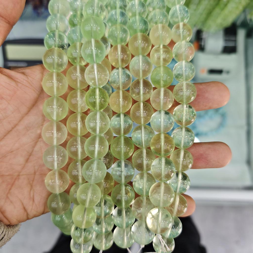 7A Natural Green Fluorite Round Bead Bracelet - Semi-finished DIY Jewelry Accessories, Loose String Beads, In Stock.