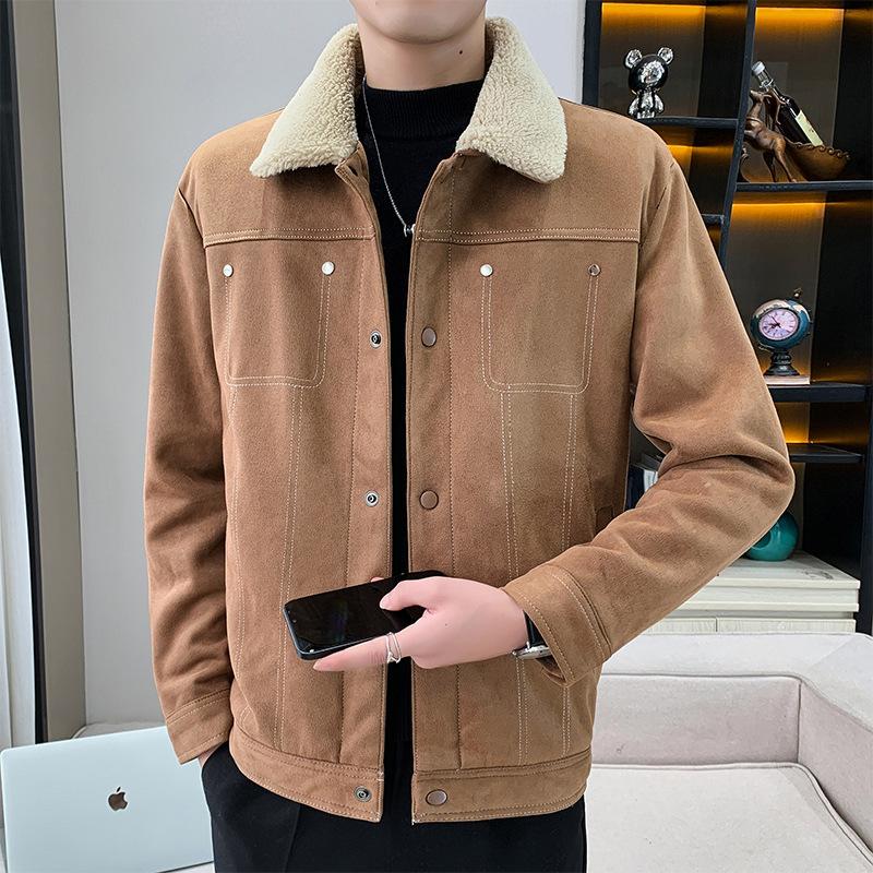 

Fleece Thickened Jacket Men s Winter New Cotton-padded Coat Men s Versatile Men s Large-size Coat M коричневый