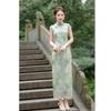 Green mesh Hong Kong style sleeveless new Chinese cheongsam spring and summer new slim and thin young girls daily wear