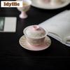 100ml Hand-painted Flower Gaiwan Handmade Tea Tureen Household Tea Bowl With Lid Kit Tea Making Cover Bowl For Tea Ornaments