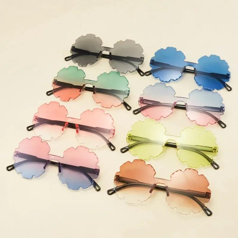 Girls Boys Cute Flower Cartoon Sunglasses Outdoor Sun Protection Children Lovely Vintage Sun Glasses Kids Trendy Sunshade Mirror