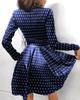 Herbst/Winter Mode PU-Leder Patchwork Taillenbetonendes Kleid