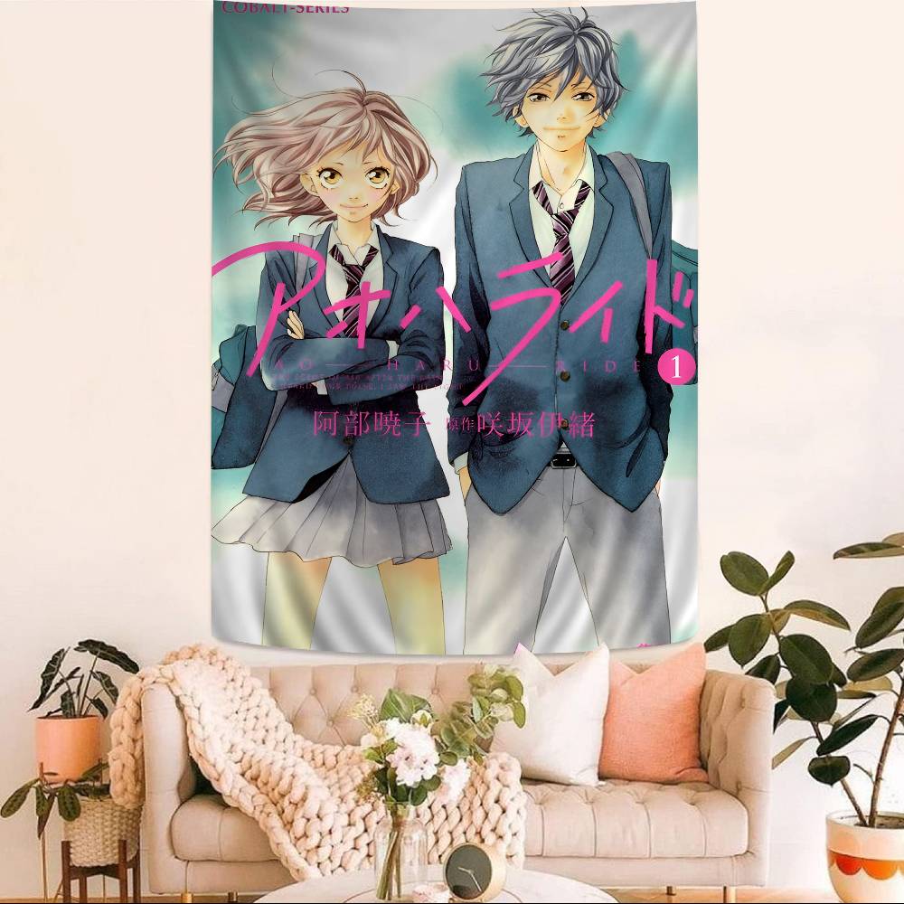 Blue Spring Ride Cartoo Chart Tapestry Art Science Fiction Room Home Decor Cheap Hippie Wall Hanging