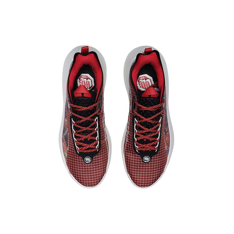 Li Ning Badfive 1 Basketball Shoes Men's Low Top Chinese Paintings Red AGBR001-2