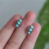 Imitation Natural Turquoise Traditional Ethnic Style Daily Basic Style Neutral Couple Niche Temperament Can Wear Ear Buckles