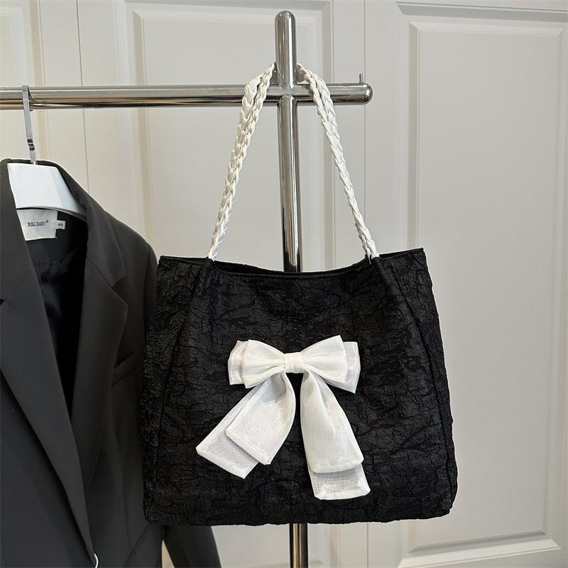 

Women s Fashion Bow Tote Bag - Contemporary Color-Block Pattern with Luxe Touch, Ideal for Work & Weekend Activities KTY 31x12x27.5cm