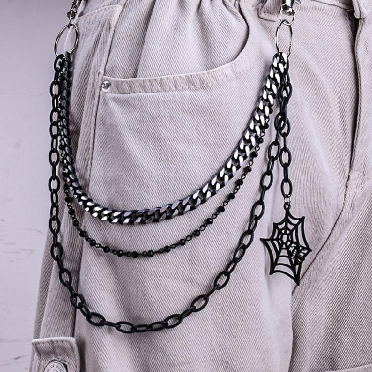 Punk Side Chain Trendsetting Halloween Cobweb Pant Jewelry Layered Body Chain Trousers Street Clothing Accessories