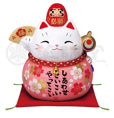 Kiln Lucky Cherry Blossom Yakushi Daruma Maneki Neko 7686 Saidō Ornament (Large) Kiln Saiyō Hisshō (Piggy Bank)