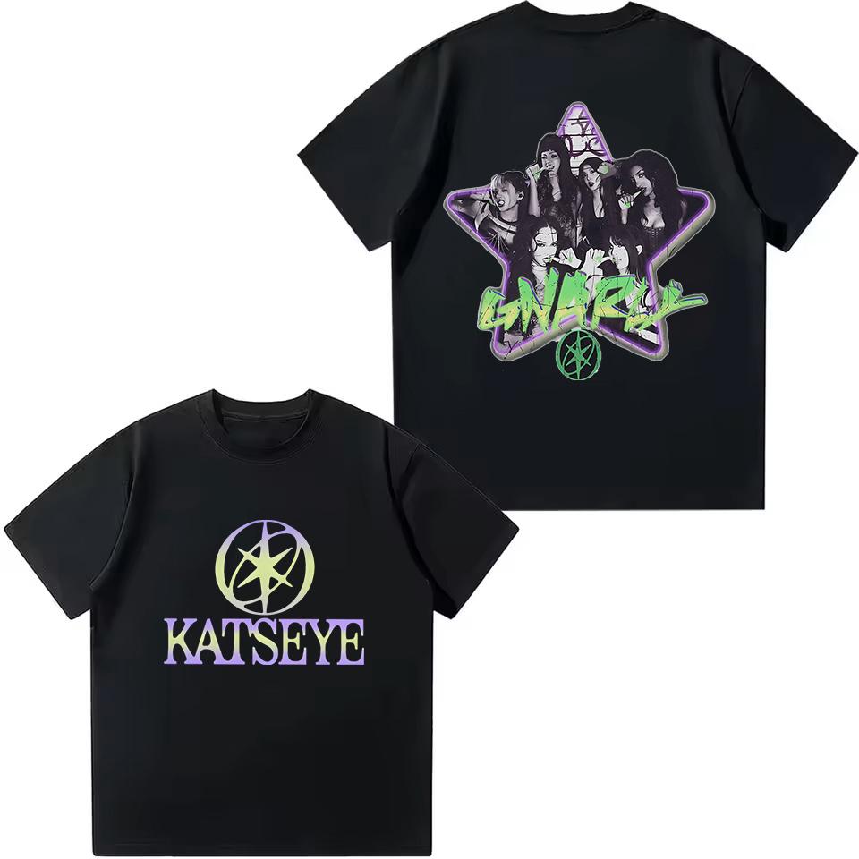 Kpop KATSEYE Kinder T-Shirt Jungen Mädchen Polyester T-Shirt Sommer Kurzarm Tops Katseye Fans Geschenk T-Shirt Harajuku Kinderkleidung