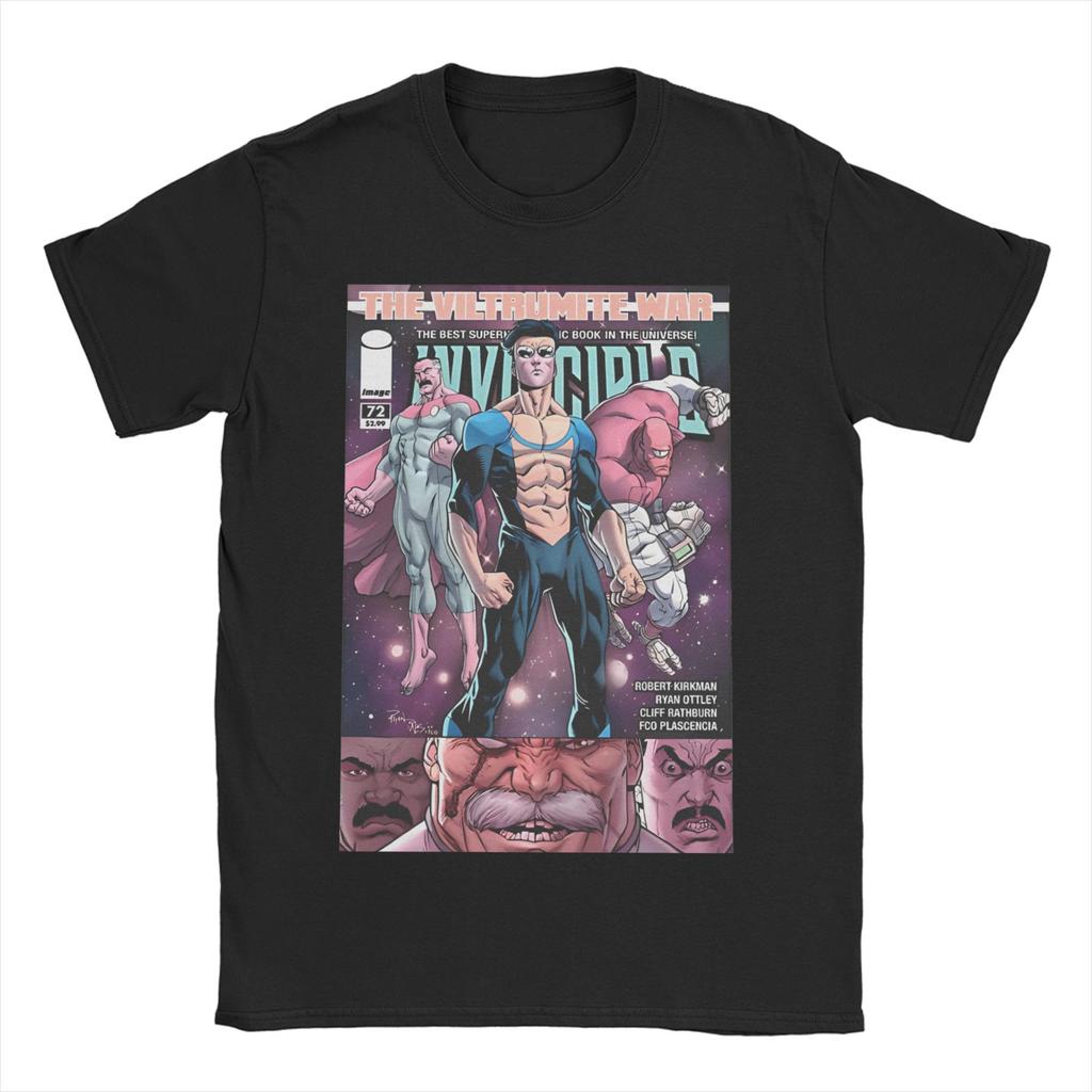 All Seasons Invincible Blood Splat Logo T Shirt For Unisex Adult Anime Pure Cotton T-shirts Short Sleeve Clothing