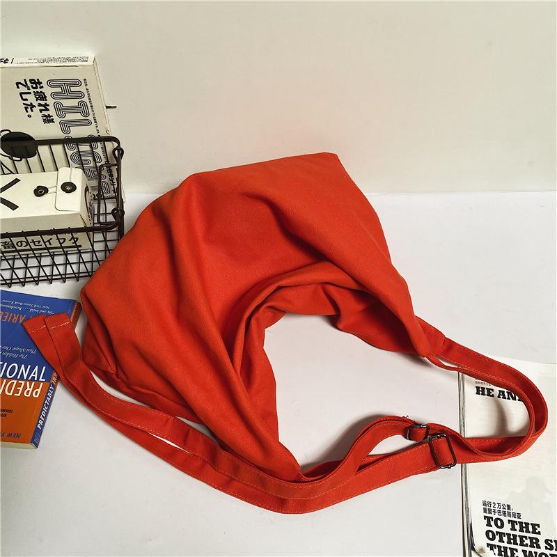 Japanese Solid Color Canvas Bag Female Large-Capacity Student Class Cloth Bag Trendy Casual Versatile Shoulder Messenger Bag