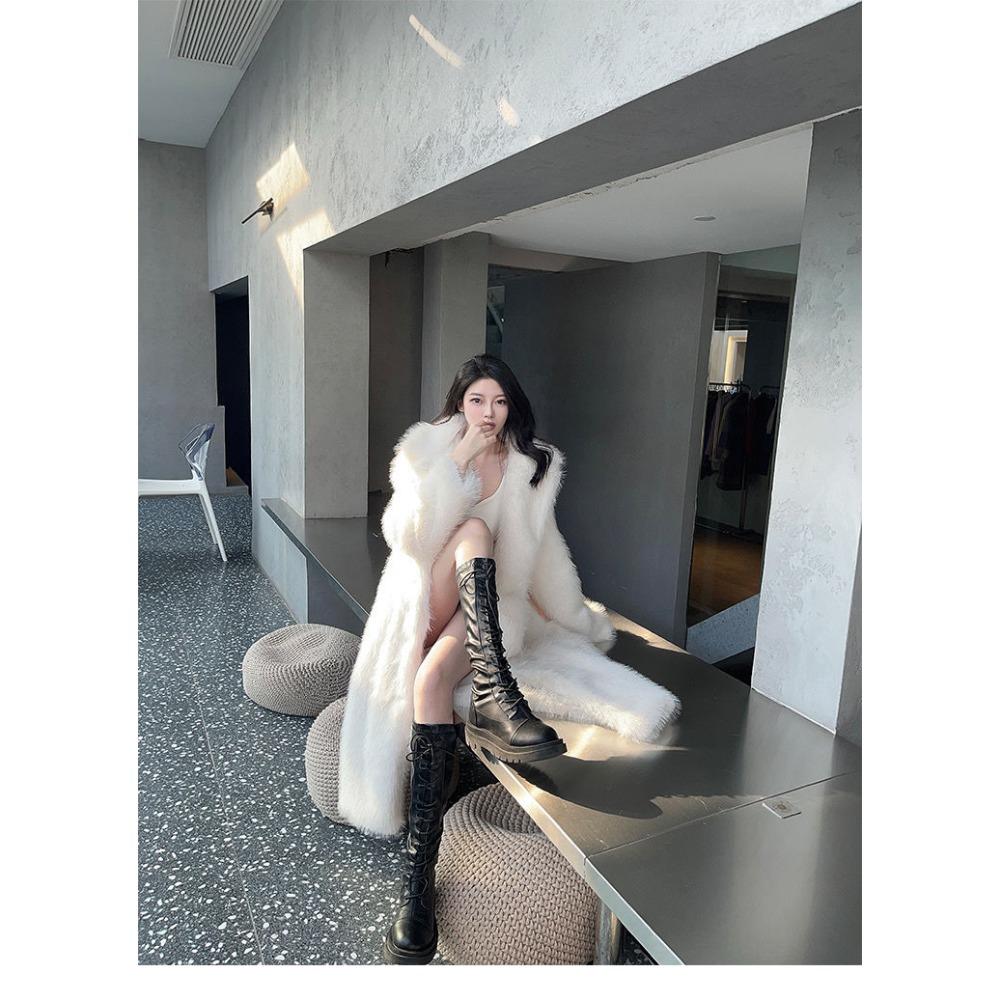 Nový vysoce kvalitní kabát z imitace liščí kožešiny, tmavá řada, středně dlouhý, silný, ekologický kabát z umělé kožešiny, bavlněný kabát pro ženy