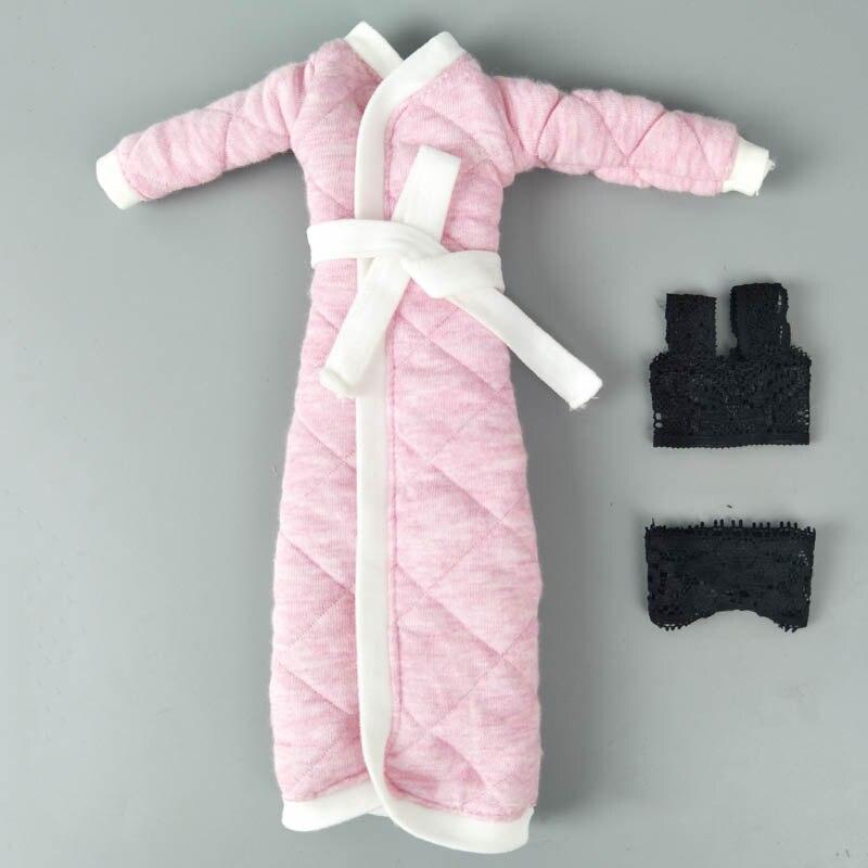 

Розовый длинный халат для одежды куклы Барби, банные костюмы, зимняя пижама, одежда для сна, повседневная одежда для кукольного домика Барби, детская игрушка розовый/чёрный