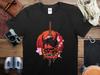 Japanese Skull and Sword Graphic T-Shirt, Samurai Demon Design, Cool Red and Black Tee, Unique Streetwear Unisex T-Shirt, Floral Accents