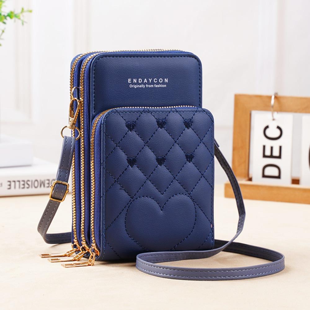 

Three-layer Women s Mobile Phone Bag Multi-Functional Casual Messenger Bag Outdoor синий