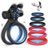 Cock Ring Set Double Ring Intensive Vibration Indented Stretchy Comfortable Adult Toy for Adult Toy for Popular Masturbation Toy for Electric Clitoral
