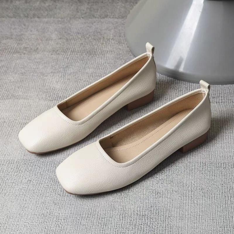 Einfache Dameneinzelchuhe mit eckiger Spitze, Herbstneuheit, leichte, superweiche Schuhe, Arbeitsschuhe, Doudou-Schuhe für Damen