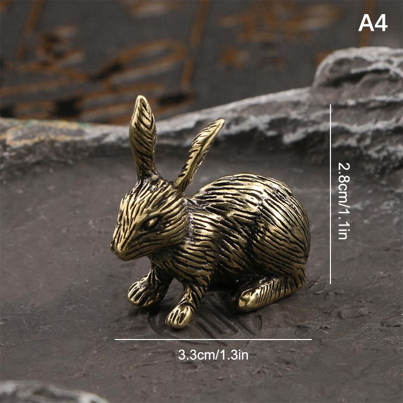 Niedliche Messingstatue Kaninchen im Vintage-Stil Kaninchenfigur Feng Shui Landschaftsbau Heim Schreibtisch Büro Regal Ornament Osterdekoration