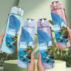 1PC Feather Fantasy Island Art Pattern 750ml Color Plastic Sports Water Bottle Leakproof Flip Straw Lid Suitable for Sports Office Home Use