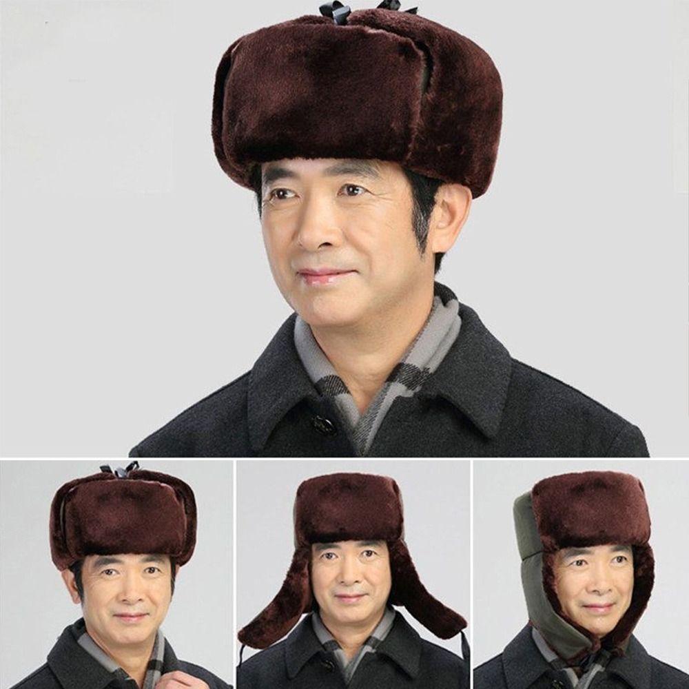 Warm Winter Cap Windproof Ushanka Fur Hat Outdoors Ski Russian Cap  for Men Women