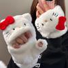 Süße Katze Plüsch Fäustlinge Handschuhe für Damen Plüsch Verdickt Warm und Kalt Halbfinger Kann