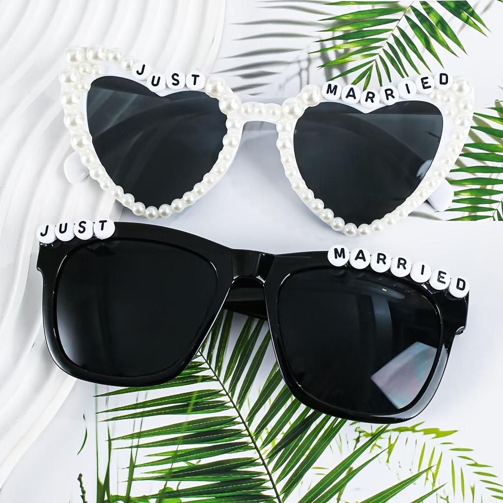 Party Glasses for Bride & Groom - Exquisite Dress-up, Photo-Ready, Free Shipping.