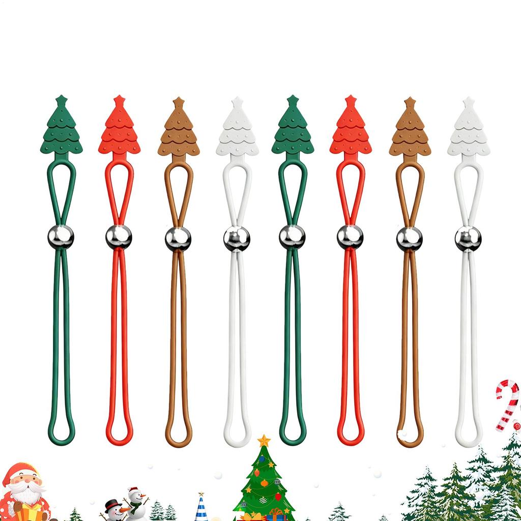 8pcs Christmas Tree Ornament Hooks Silicone Non-Slip Ties Reusable Decoration Hangers Multi-purpose Data Cable Organizer