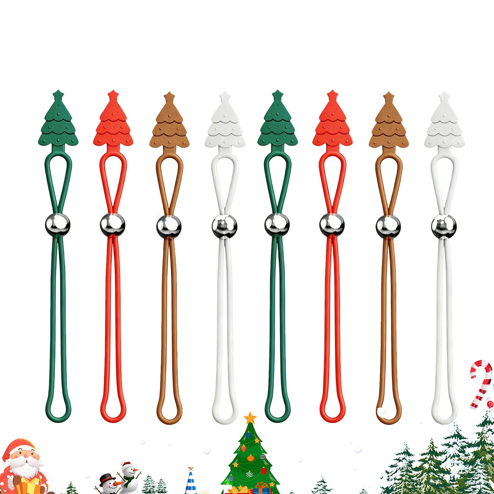 

8pcs Christmas Tree Ornament Hooks Silicone Non-Slip Ties Reusable Decoration Hangers Multi-purpose Data Cable Organizer CN