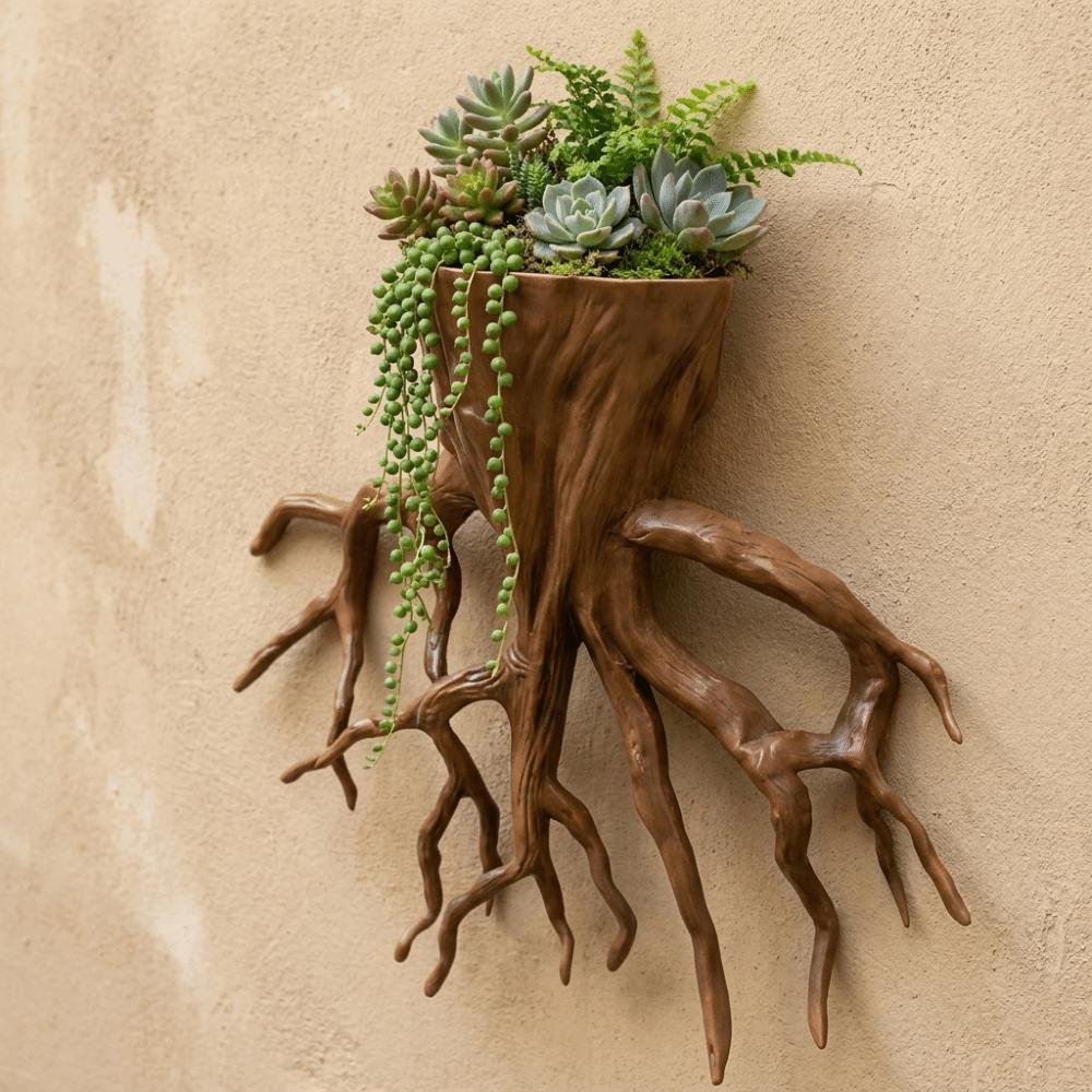Decorative Hanging Flower Pot Tree Root Shape Plant Container Wall Decoration  Office Decor