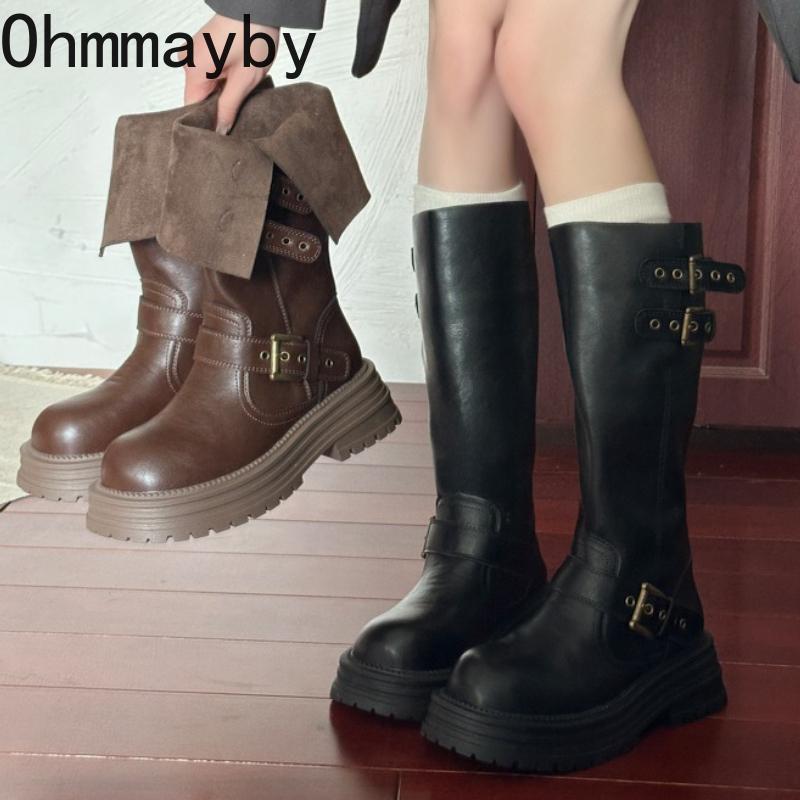 Winter Slip On Woman Knee High Boots Fashion Platform Heels Knight Long Booties Ladies Comfortable Shoes Mujer