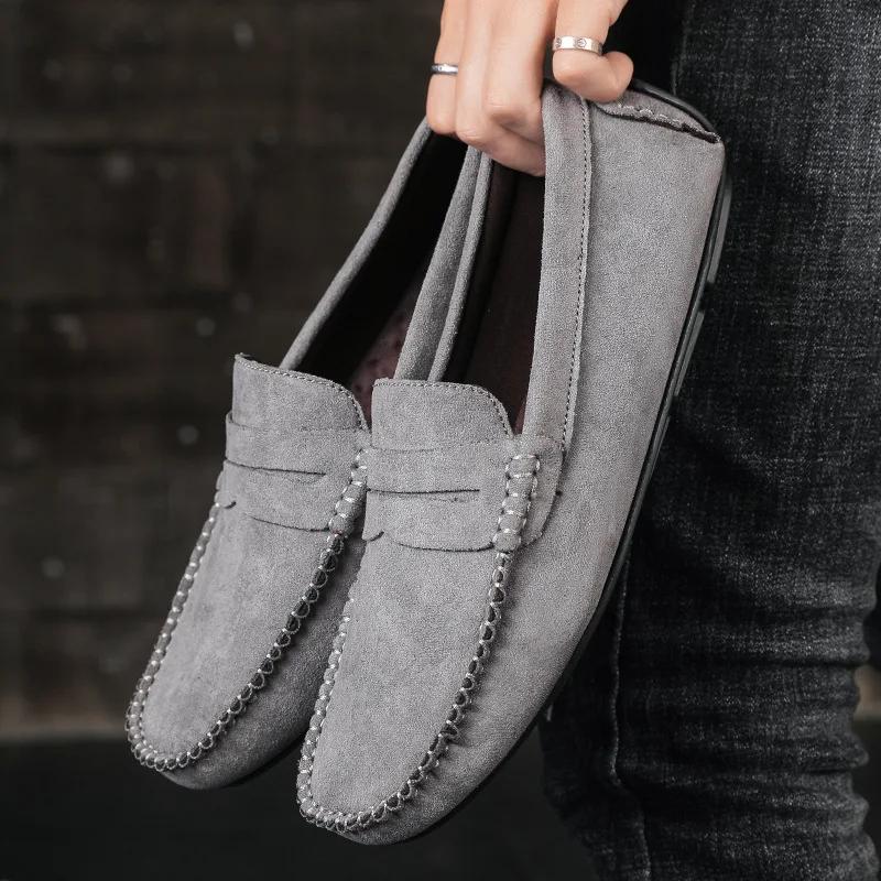 Mode Wildleder Männer Casual Schuhe Atmungsaktive Komfort Slip-on Herren Fahren Schuhe Luxus Marke Männer Müßiggänger Herren Faule Schuhe mokassins