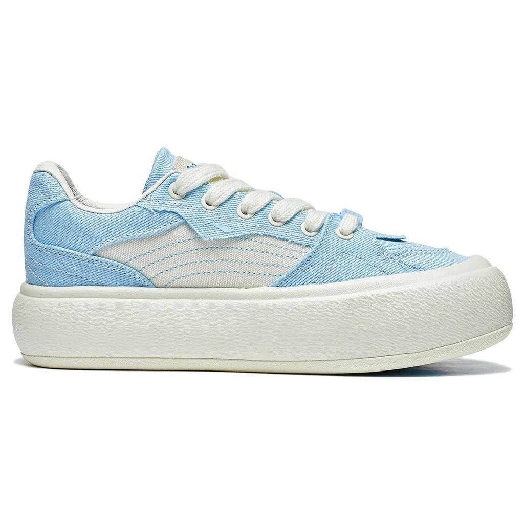Li Ning Cream Puff Platform Slip Resistant And Breathable Low top Skateboard Shoes Women's Blue AZGT026-6