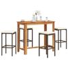 VidaXL 5 Pcs Garden Bar Set Brown Solid Acacia Wood Rattan, Outdoor Bar Table and Chairs, Set of 3295282