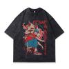 TKPA Vintage Anime Distressed Short Sleeve T-Shirt for Men & Women - Dark Style Retro American Heavyweight.