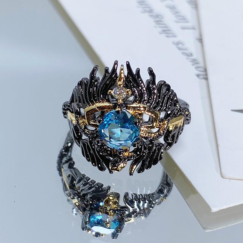 Halloween Retro Dark Spider Crow Open Ring Personality Niche Punk Stacking Wearing Trendy Cool Ring Girl